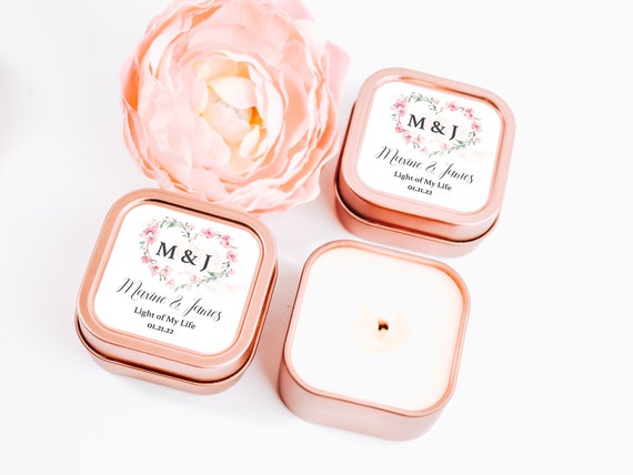 Japanese Cherry Blossom Candles 12ct Cherry Blossom Square Candle - Bridal Shower Candles - Personalized Bulk Candles - Soy Candle Favor Il_570xn