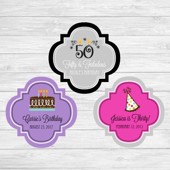 30th Birthday Labels 48ct Favor Labels, Birthday Sticker, 40th Birthday, 50th Birthday, Sweet 16 Sticker, 21st, Quinceanera Label Il_570xn