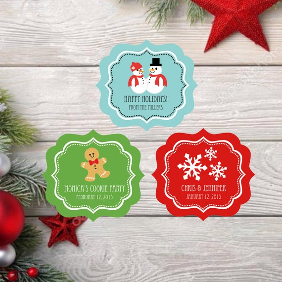 Christmas Winter Party Stickers 24ct, Holiday Labels, Snowflake, Frozen Party Sticker, Party Sticker, Snowman, Personalized Label Il_570xn