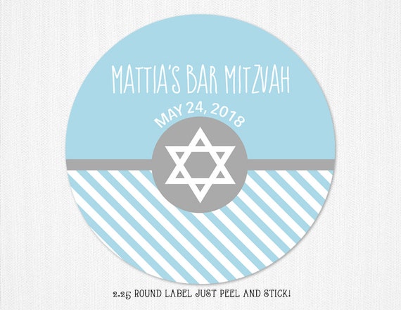 Bat Mitzvah Labels 24ct - Mitzvah Sticker Party Label - Bar Mitzvah Personalized Label - Star of David Sticker - Jewish Label for Favor Il_570xn