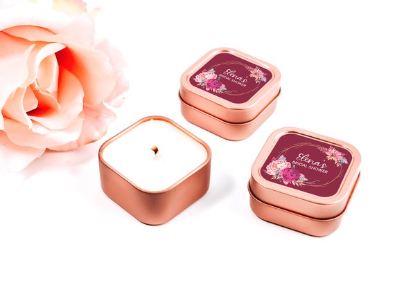Boho Wreath Candle Favors 12ct Wreath Candle Label - Boho Wedding Candles - Personalized Candle Favors Bulk - Candle Favor -Rose Chic Favors Il_570xn