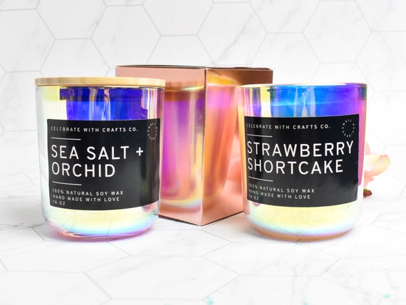 Holographic Candles 1ct Candle Gift, Jumbo Iridescent Candles, Gift Ideas, Premium Soy Candle, Custom Candle Gift, Select Scent Il_570xn