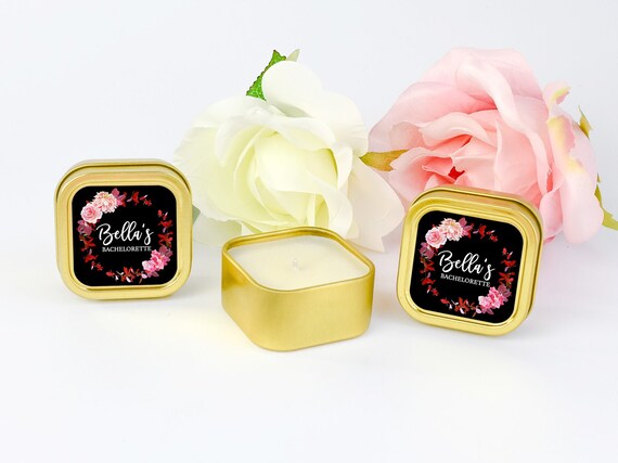 Gold Candle Favors 12ct Floral Candles, Wreath Bridal Shower Candle Favors, Bridal Shower Favors, Bulk Candle Favors, GOLD Custom Candle Il_570xn