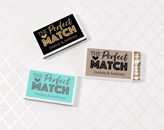 A Perfect Match Box 50ct Wedding Matches - Personalized Matches - Match Box Wedding Matchbox- Favors Matches - Bridal Shower Matchbook Favor Il_570xn