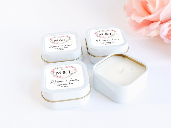 Japanese Cherry Blossom Candles 12ct Cherry Blossom Square Candle - Bridal Shower Candles - Personalized Bulk Candles - Soy Candle Favor Il_570xn