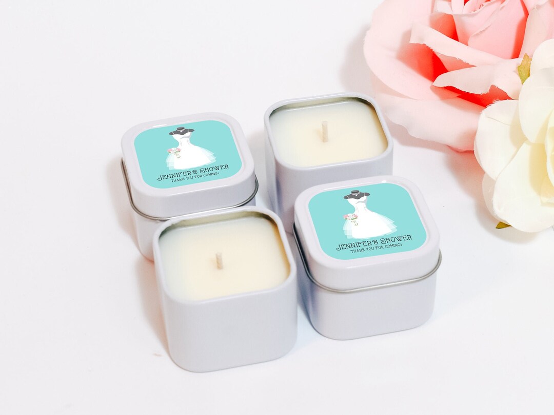 Bridal Shower Candle Favors – Set of 12 Personalized Soy Candles ...