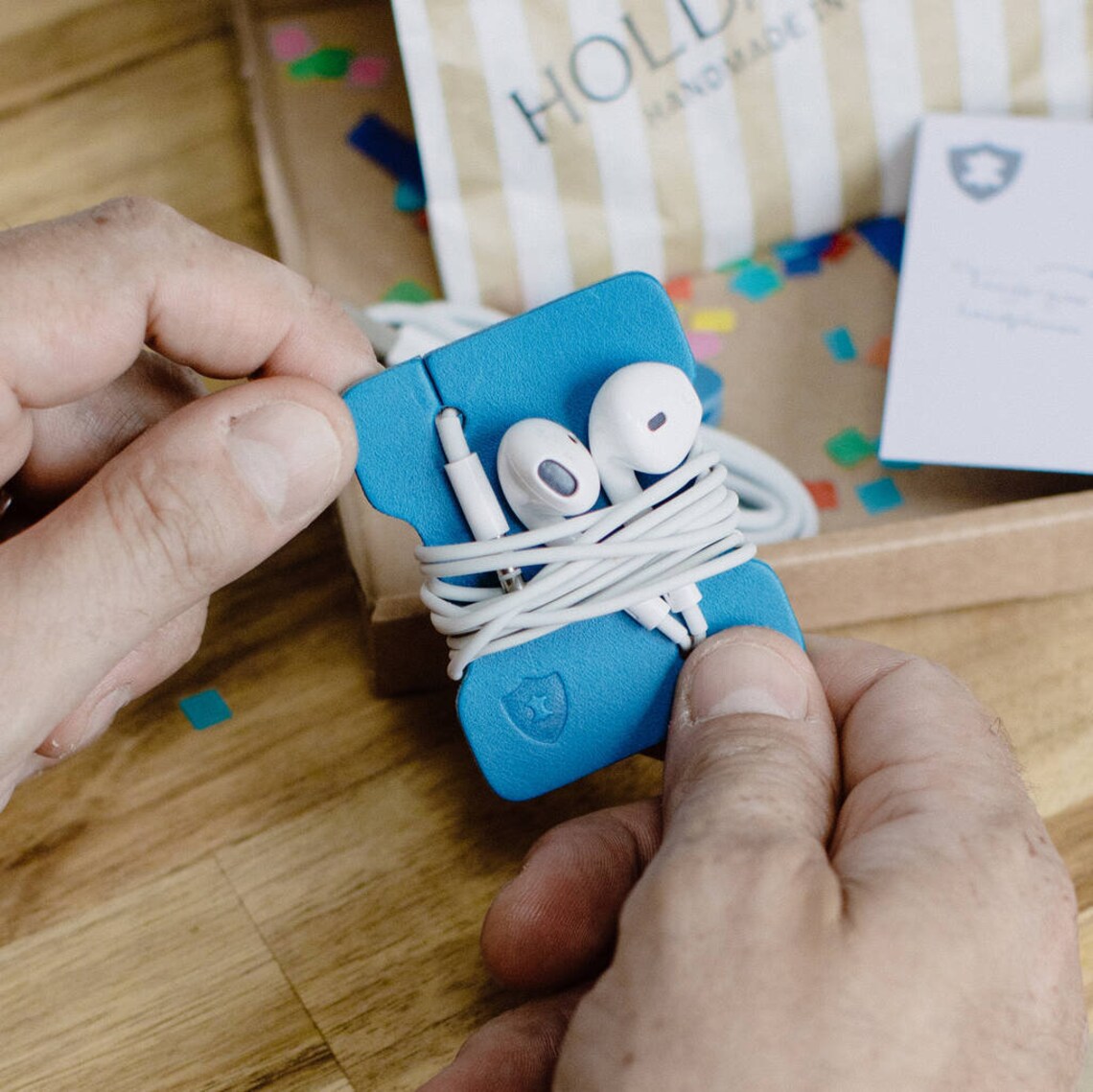 Personalised Leather Headphone Tidy Wrap Made in England Etsy UK