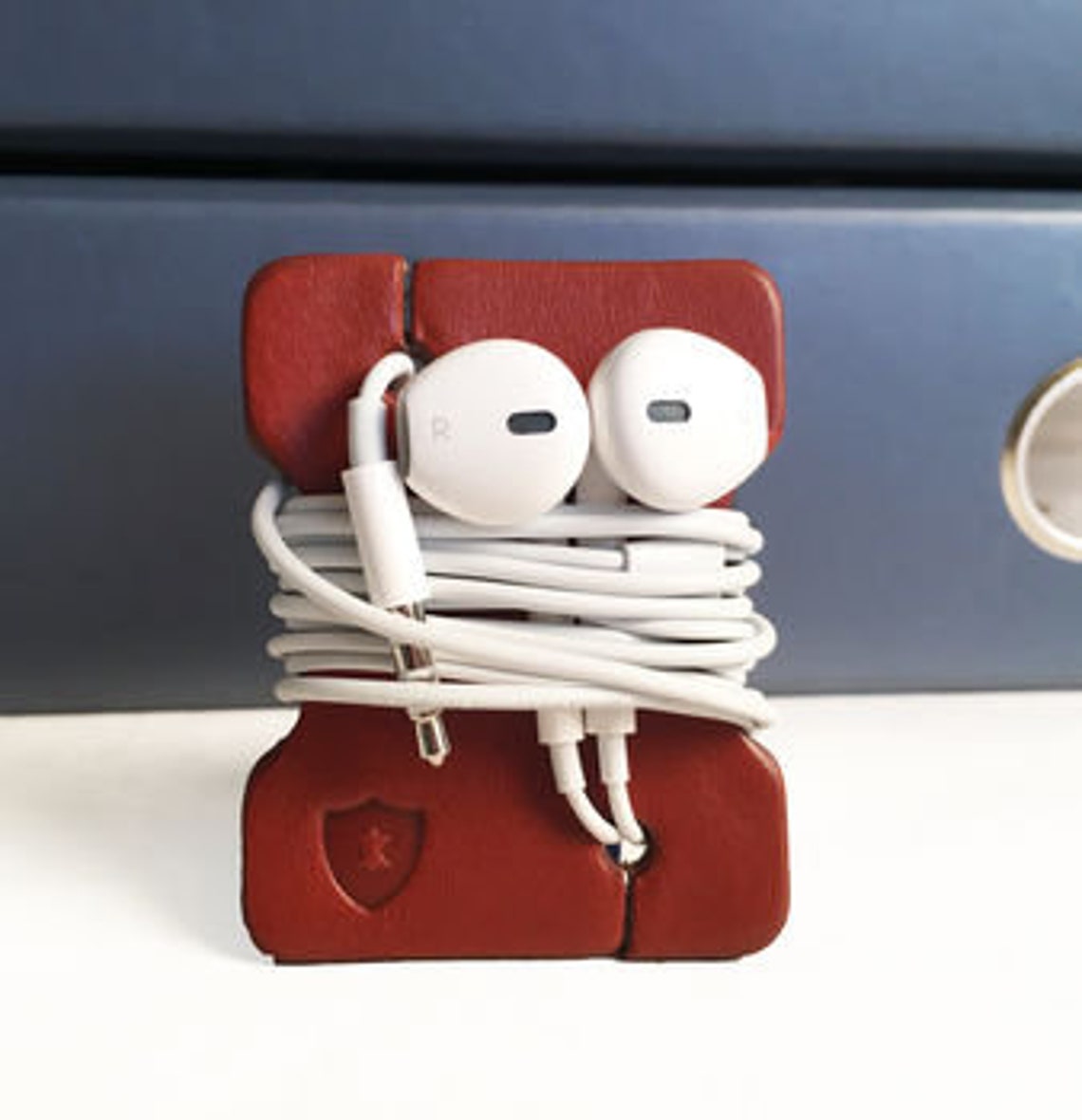 Personalised Leather Headphone Tidy Wrap Organiser Made in Etsy