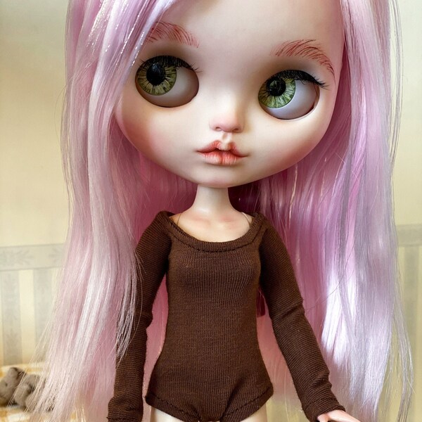 Blythe Body Suit, Blythe Brown T-shirt, Clothes for Blythe, Pullip, Obitsu, Pure Neemo, Blythe Gymnastic costume, Blythe Clothing