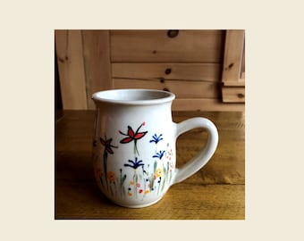 Flower mug  - Handmade and Handpainted Happy Mug  - Coffee mug - Tea cup