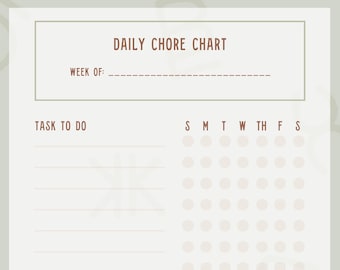 Chore Chart Printable - Etsy