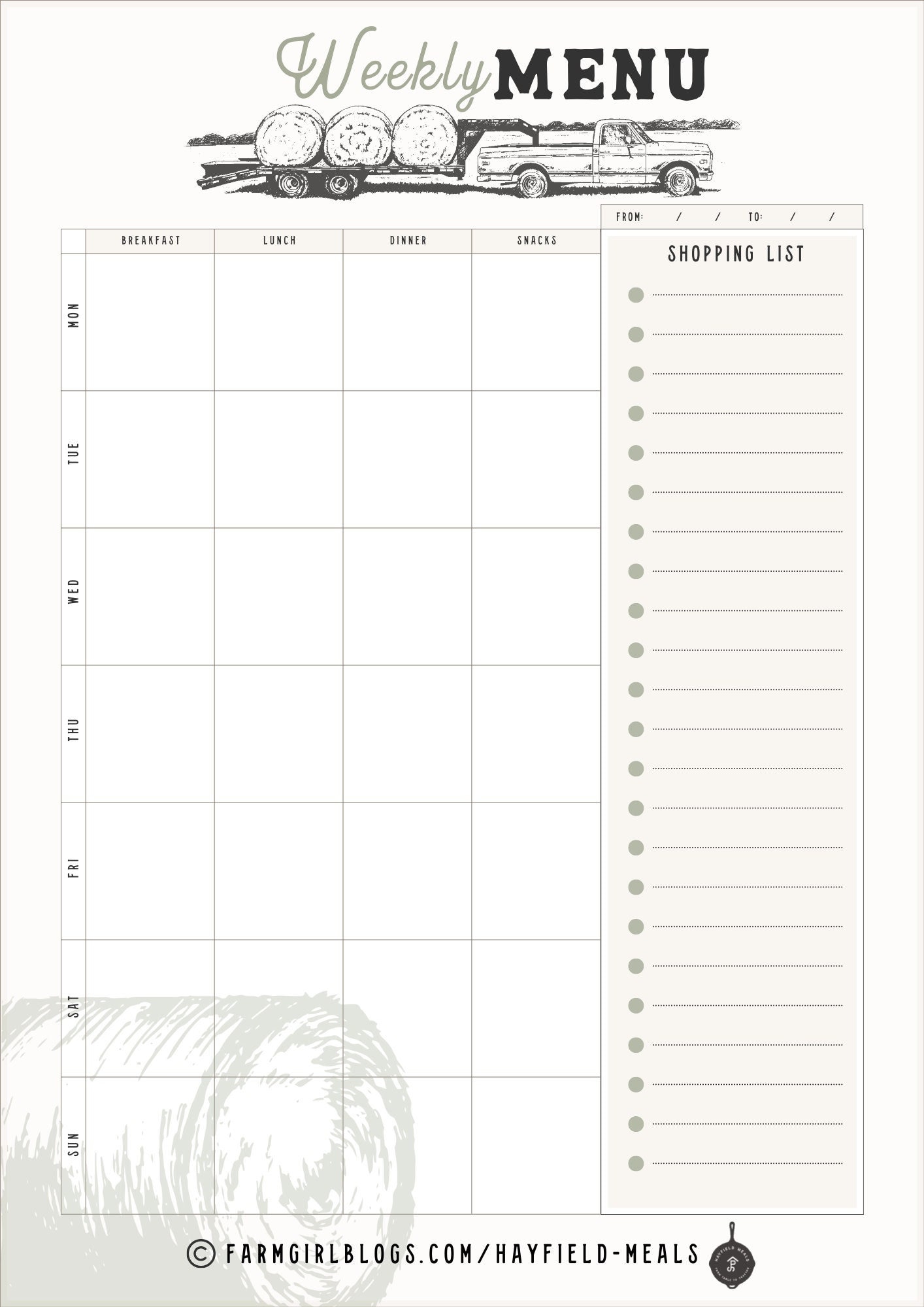Printable Weekly Menu - Etsy