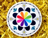 3 quot Round Sticker Modern Rainbow Hex Sign Original Design Vinyl Sticker Decal