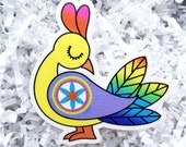 Rainbow Distelfink PA Dutch Goldfinch 3 quot Vinyl Sticker Hex Sign Cute Design