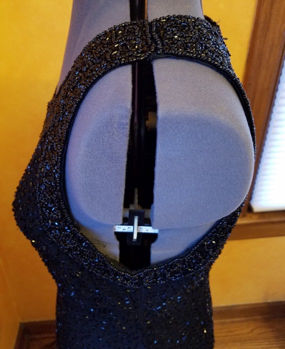 Vintage Laurence Kazar Black Beaded Sleeveless Mi… - image 4