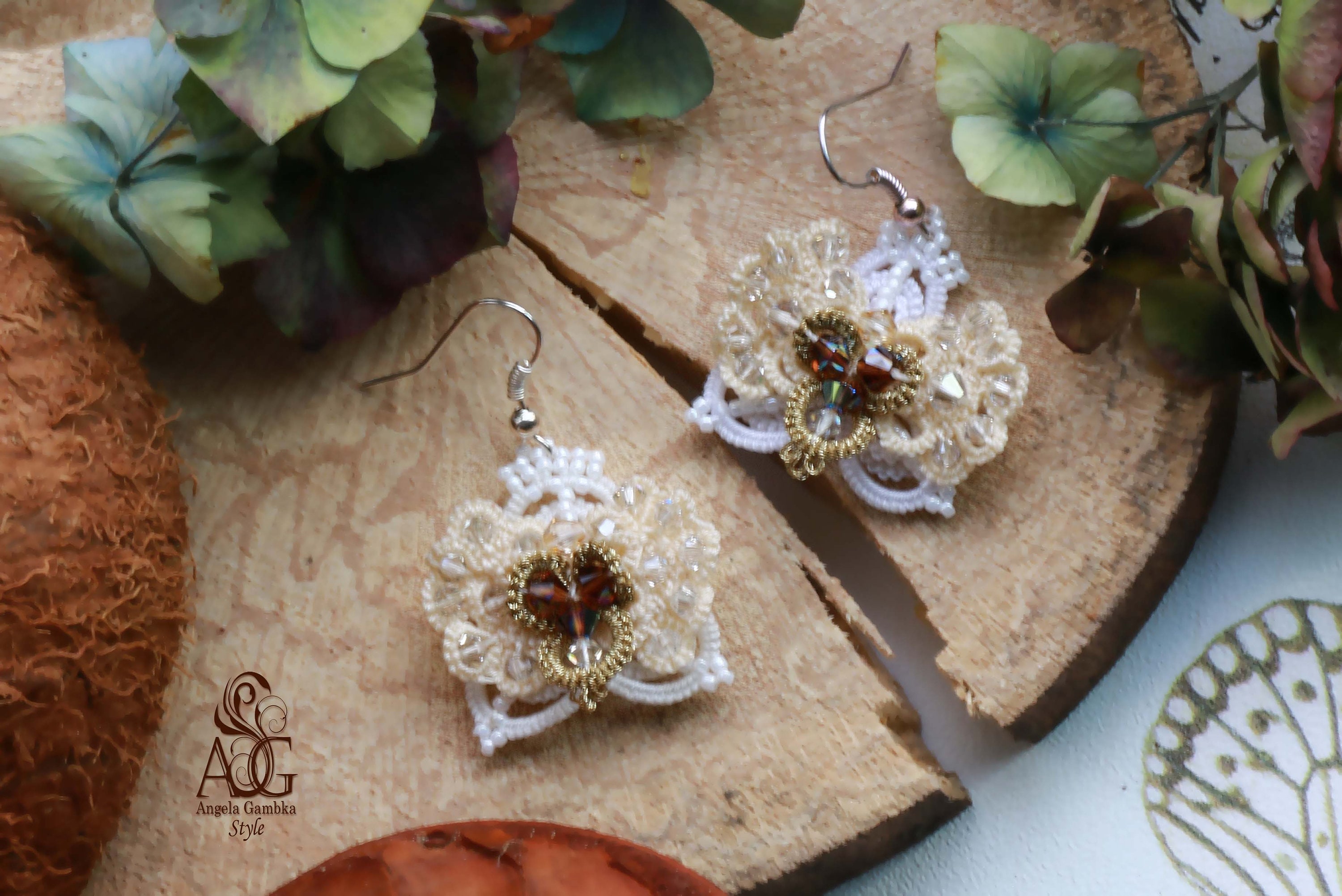 PDF tatting tutorial, shuttle tatting pattern and scheme earrings Orchid