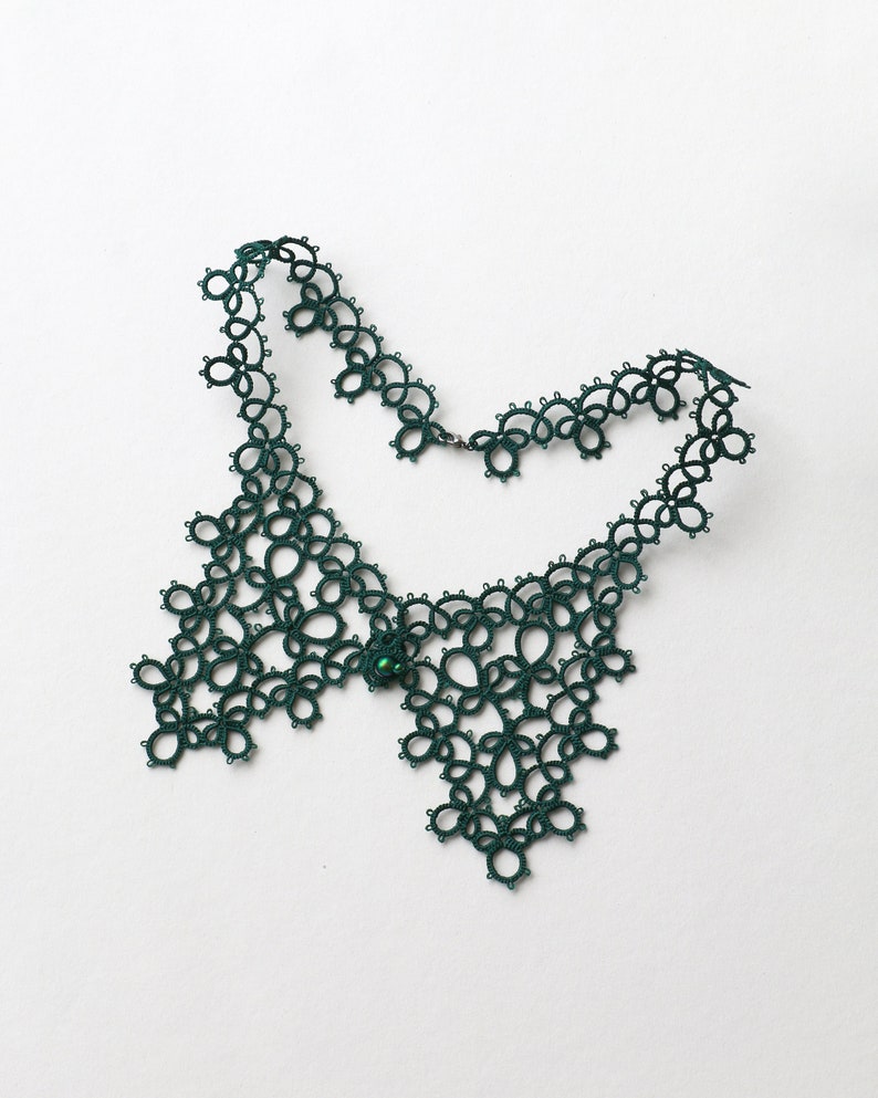 Video and PDF tatting tutorial, shuttle tatting pattern and frivolite scheme collar zdjęcie 3