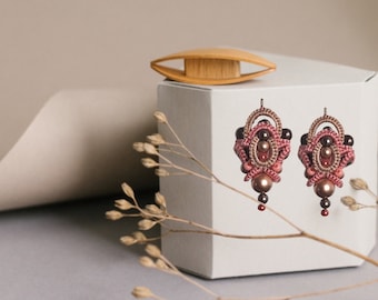 PDF tatting tutorial, shuttle tatting pattern and scheme Earrings Tea rose.