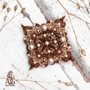 PDF tatting tutorial, shuttle tatting pattern and scheme: brooch, earrings and clips. image 3