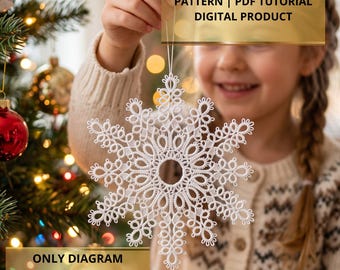 PDF tatting tutorial, shuttle tatting pattern and frivolite scheme black snowflake