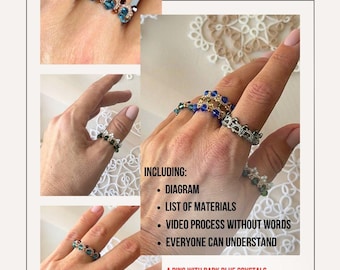 Anello con cristalli - Schema per lavorazione a chiacchierino (video e PDF)