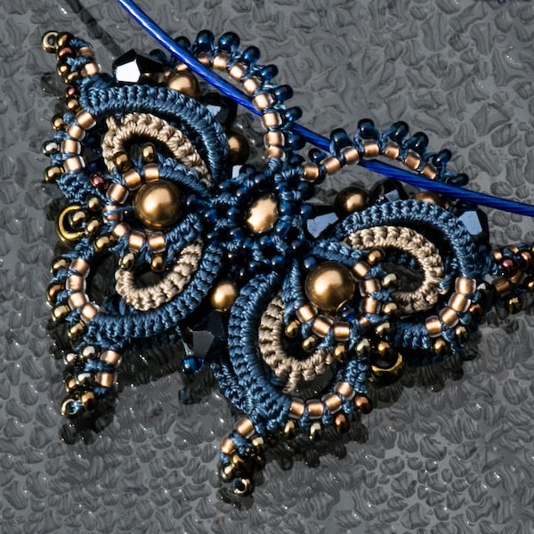 PDF tatting tutorial, shuttle tatting pattern and scheme pendant Butterfly