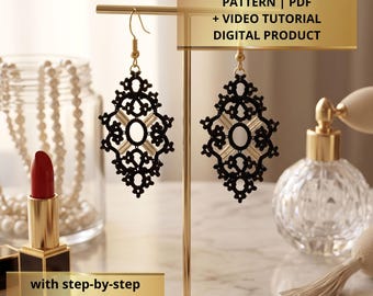 PDF Video tatting tutorial, shuttle weaving pattern and frivolite scheme earrings Coral
