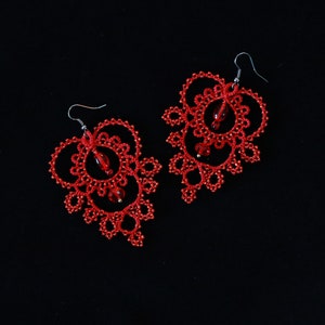 PDF video tatting tutorial, shuttle tatting pattern and frivolite scheme earrings Frost
