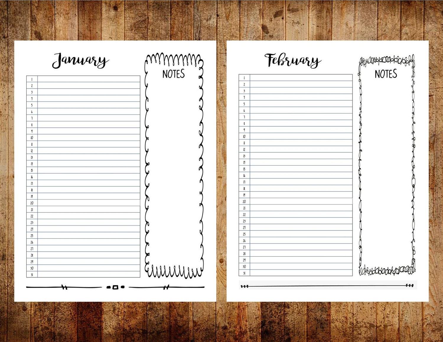 printable bullet journal monthly view monthly calendar etsy