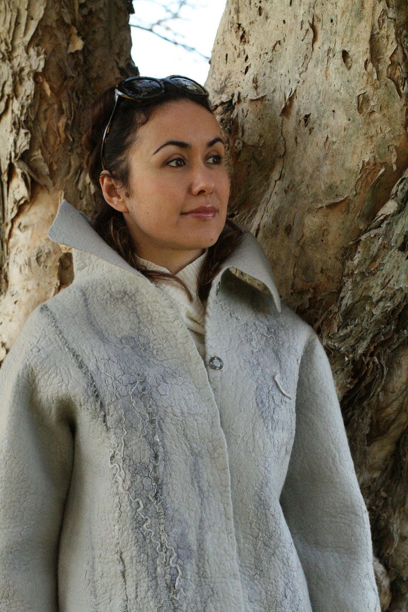 Felted Coat. Wool Grey Coat. Handmade Merino Long Coat. Luxury Etsy
