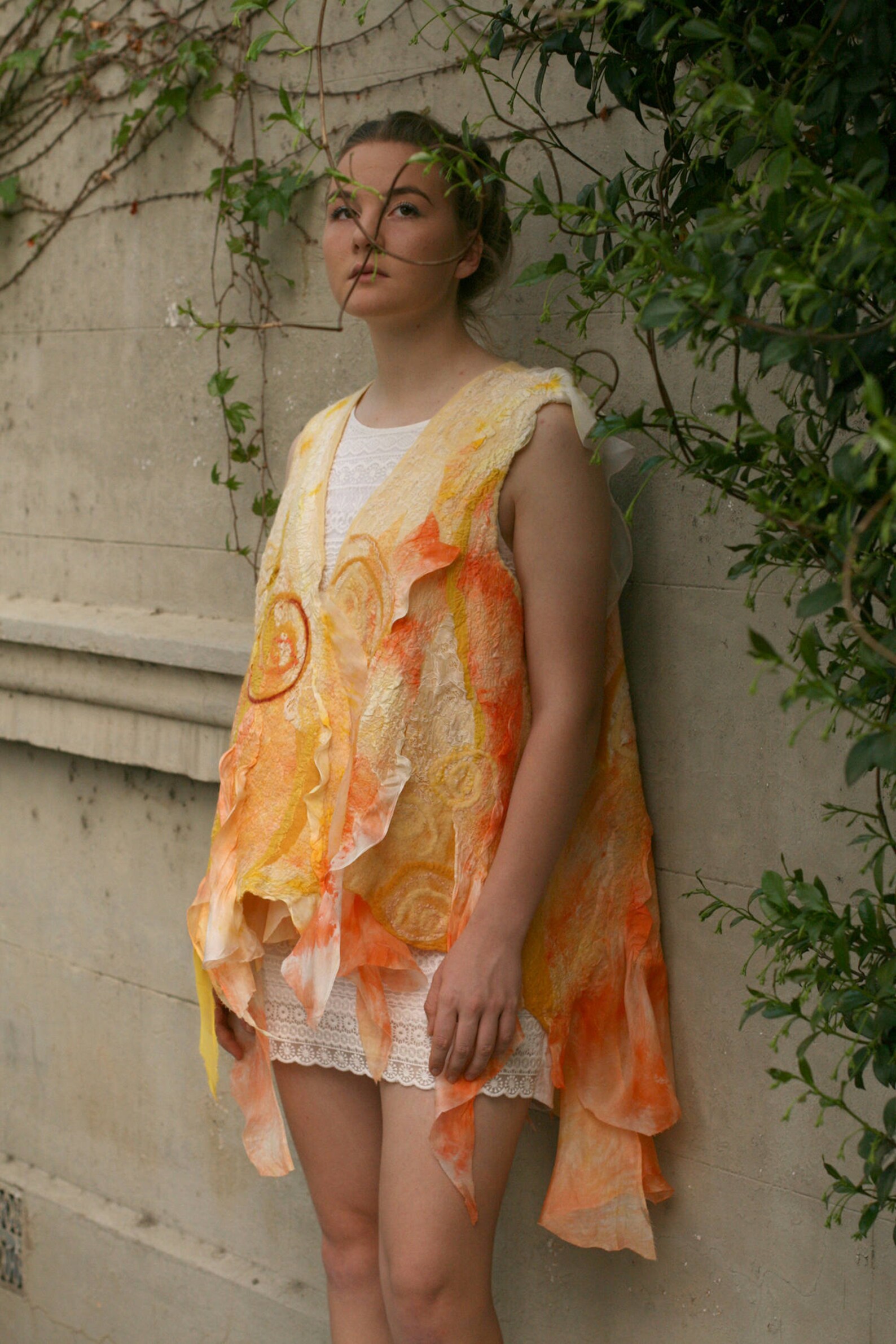 Nuno Felted Vest in Yellow. Felted Merino Wool Vest. Unique Etsy