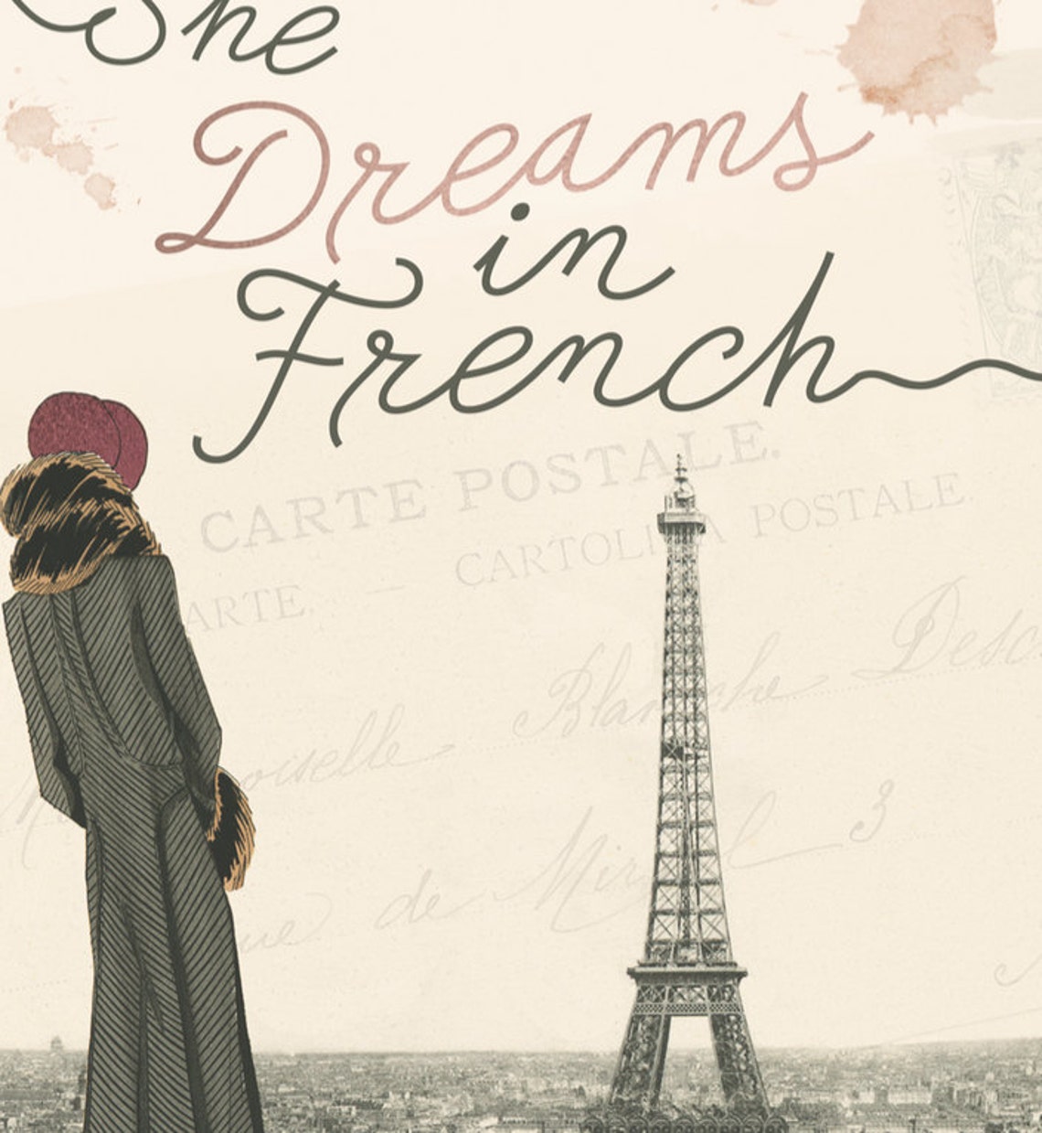 She Dreams in French Printable Sign Eiffel Tower Parisian Etsy