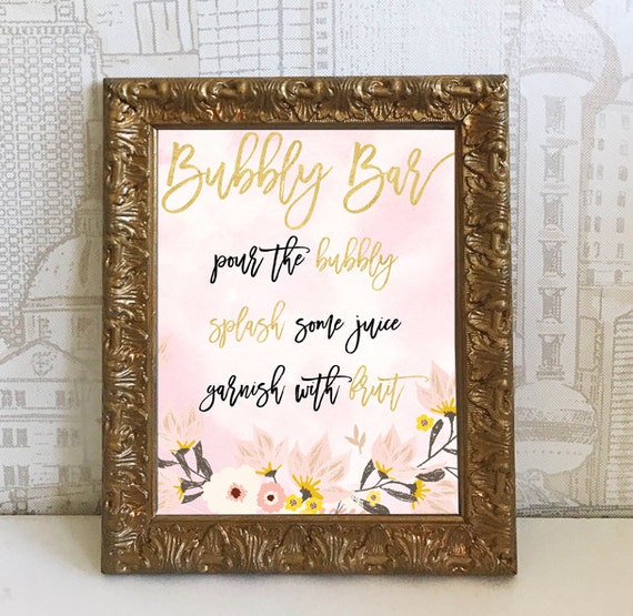 Printable Bubbly Bar Pour the Bubbly Splash Some Juice Garnish | Etsy