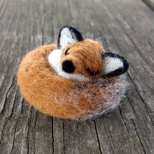 Needle Felted Sleeping Fox or Sitting Fox image 1