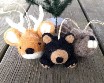 Woodland Critters Ornaments - Needle Felted