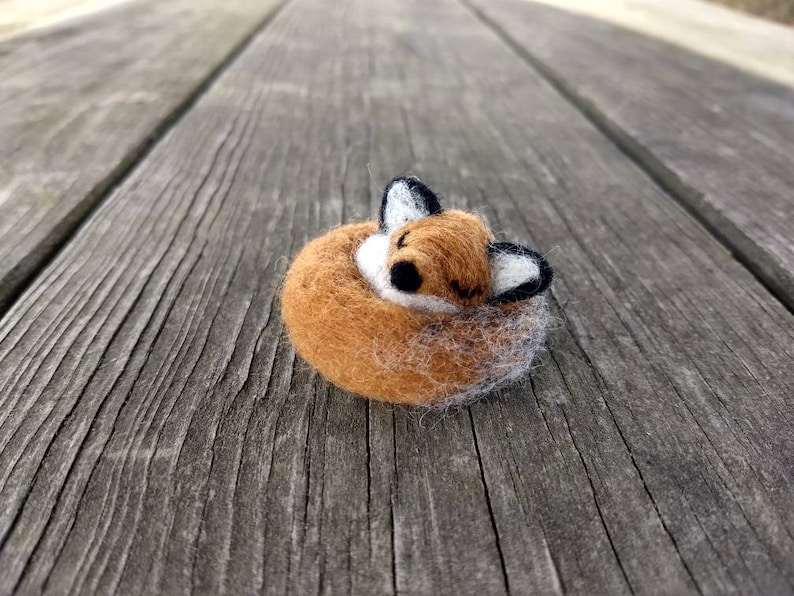 Needle Felted Sleeping Fox or Sitting Fox image 1
