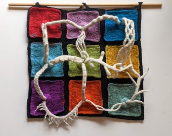 Fiber Art Wall Hanging - Covid Art - Zoom