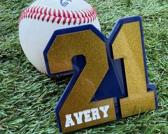 Personalized Baseball Mom Bogg Bag Charm: Custom Jersey Number Acrylic Tag