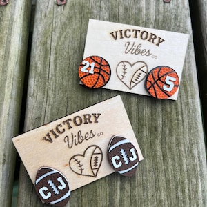 Custom Number Stud Earrings: Acrylic Sports Team Jewelry