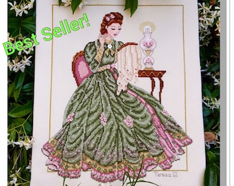 Stitching Beauty Victorian Lady Counted Cross Stitch Chart Pattern Instant Download