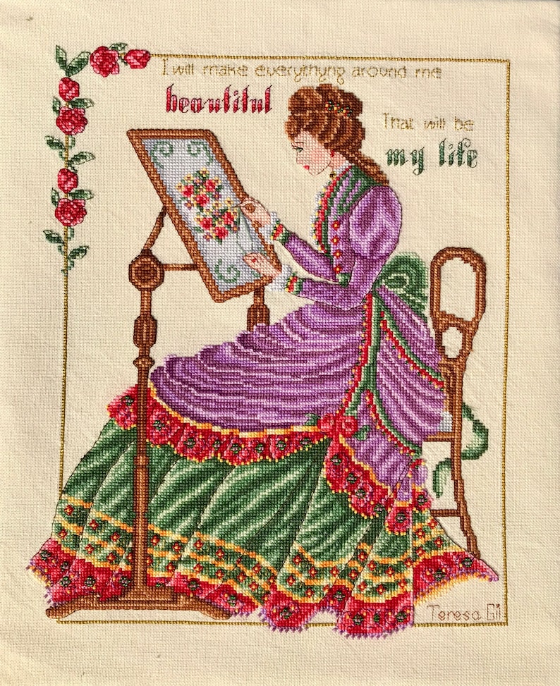 Victorian Lady Counted Cross Stitch Chart Pattern Instant Download