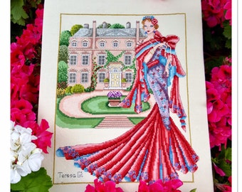 Lady Sybil's Country House Haute Couture Dress Counted Cross Stitch Chart Patter Instant PDF Download