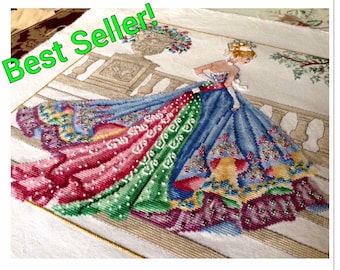 Princess Grace Ball Gown Haute Couture 1950s Fashion Style Counted Cross Stitch Chart Pattern Instant Download