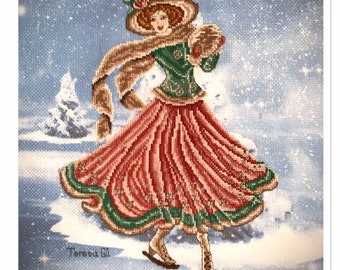 Winter Bliss - Edwardian Lady Counted Cross Stitch Chart Pattern Instant Download