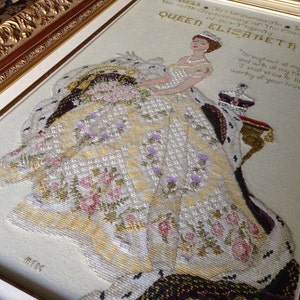Queen Elizabeth II In Her Coronation Dress Historical Style Haute Couture Gown Counted Cross Stitch Chart Pattern Instant Download image 2