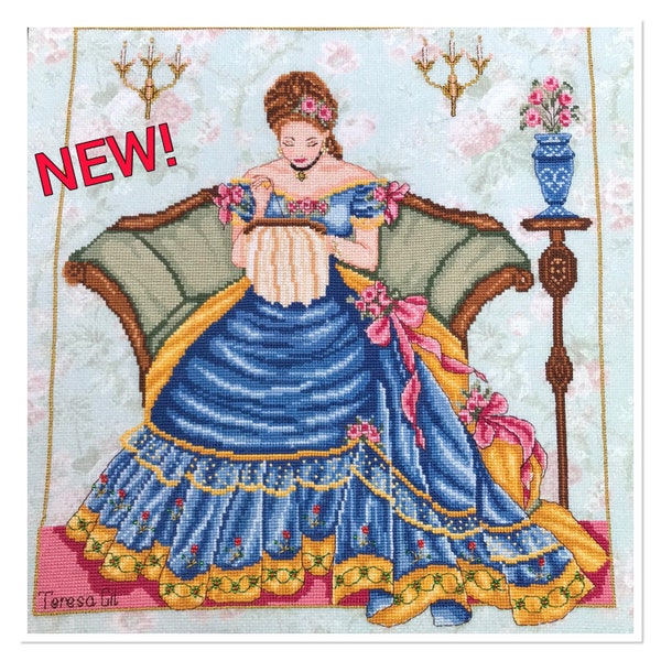 Belle Victorian Lady Counted Cross Stitch Chart Pattern INSTANT Download PDF