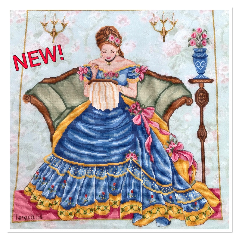 Belle Victorian Lady Counted Cross Stitch Chart Pattern INSTANT Download PDF image 1