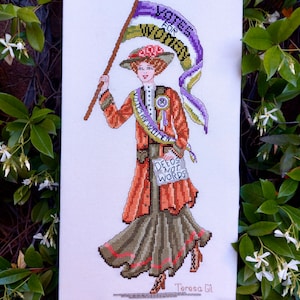 The Suffragette Edwardian Design Emmeline Pankhurst Counted Cross Stitch Chart Pattern Instant PDF Download