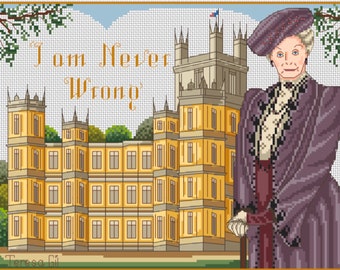 The Dowager of Downton Abbey Edwardian Counted Cross Stitch Chart Pattern Instant PDF Download