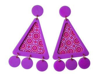 Acrylic Earrings, chandelier Earrings, Statement Jewelry, Statement Earrings, Acrylic Statement Earrings, Acrylic Jewelry, Fabric Earrings